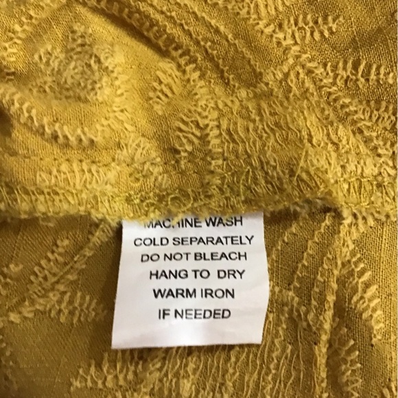 Go Fish Mustard Yellow Cotton Linen Embroidered Long Sleeve Tunic Boho M… - Picture 6 of 7